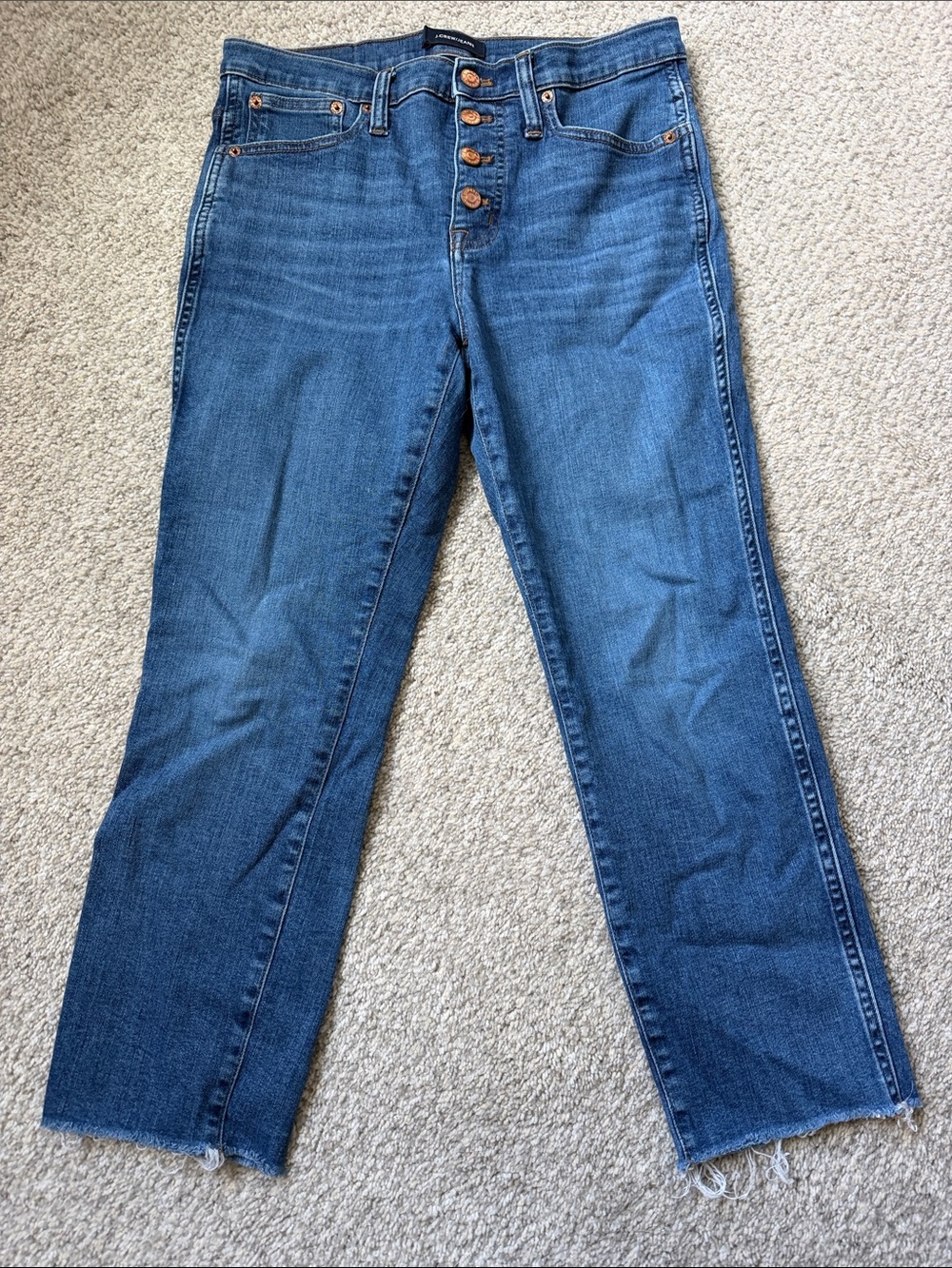 J. Crew Medium Blue Straight-Leg Button-Fly Jeans
